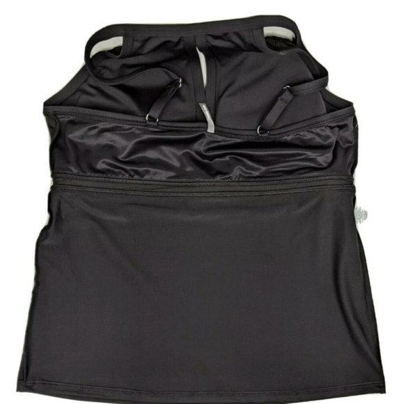 Lands End Plus Size Long Keyhole High Neck Modest Tankini Built In Bra Tall - Picture 5 of 12